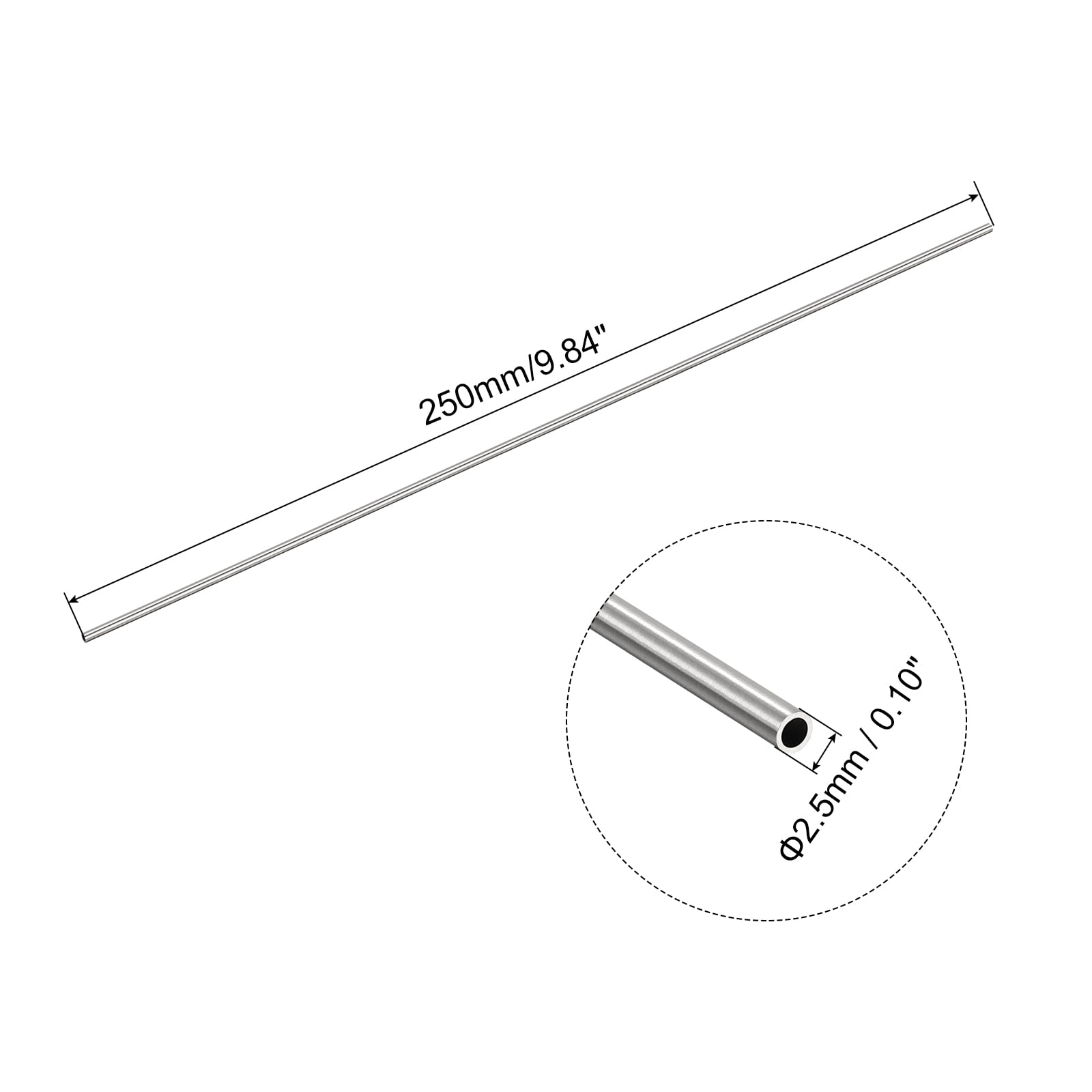 Unique Bargains 304 Stainless Steel Capillary Tubes Metal Tubing Silver Tone 2.5mm x 0.2mm