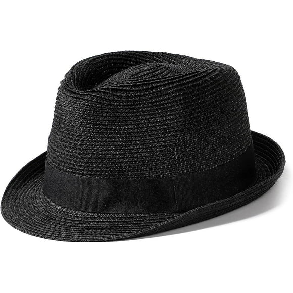 Women's Short Brim Straw Hat Panama Fedora Beach Sun Trilby Hat for Holiday Gentlemen Roll Up Summer Hat