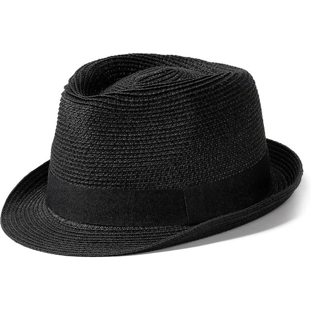 Women's Short Brim Straw Hat Panama Fedora Beach Sun Trilby Hat for Holiday Gentlemen Roll Up Summer Hat