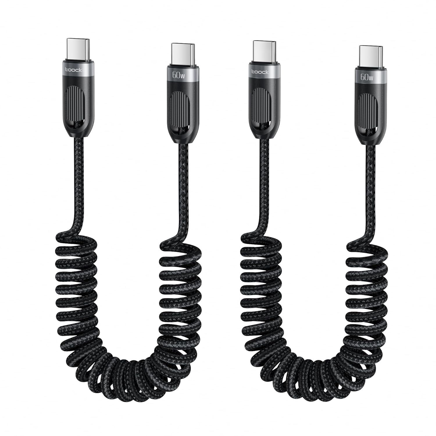 MHAWBL-USB C Coiled Cable [3FT, 2Pack] Braided Fast Charging Type C Cord for Car CarPlay, Compatible with iPhone 17 16 15 Pro Max Plus, Samsung Galaxy S24 S23 S22 Ultra, Note 20 10, S10, A15
