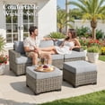 thumbnail image 3 of Ovios 7 Pieces Outdoor Patio Furniture Set All-Weather Rattan Wicker Sectional Sofa and Chairs with Ottomans, Gray, 3 of 9