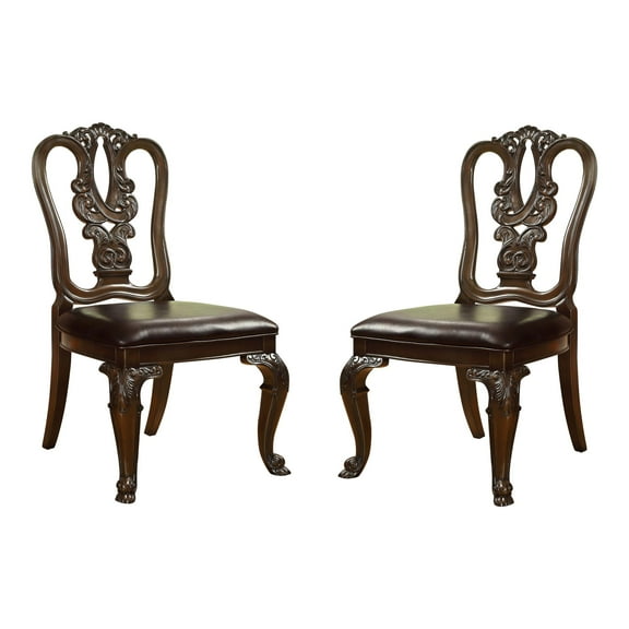 Furniture of America Ramsaran Wood Dining Chair in Brown Cherry (Set of 2)