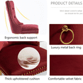 thumbnail image 4 of Set of 4 Dining Chairs, Accent Diner Chairs with Nailhead Trim and Back Ring Pull, Velvet Fabric Dining Room Chairs, Side Chair Kitchen Chairs with Golden Stainless Steel Plating Legs, 4 of 11