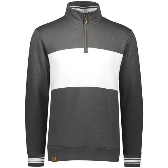 Adult Ivy League Pullover, Carbon Heather & White - Large