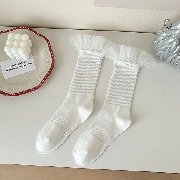 Calcetines por encima de la rodilla con encaje de Lolita, medias de tubo largas de estilo coreano japonés para danza y Ballet, calcetines cómodos para el hogar