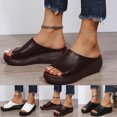 thumbnail image 1 of TrendOFT Sandales à Assise Plantaire pour Femmes Décontractées Rétro Couleur Unie Printemps et Été Nouveau Motif à Enfiler Compensées Confortables Semelles Souples Chaussures Sandales Plates pour Femmes Brun 41, 1 of 9
