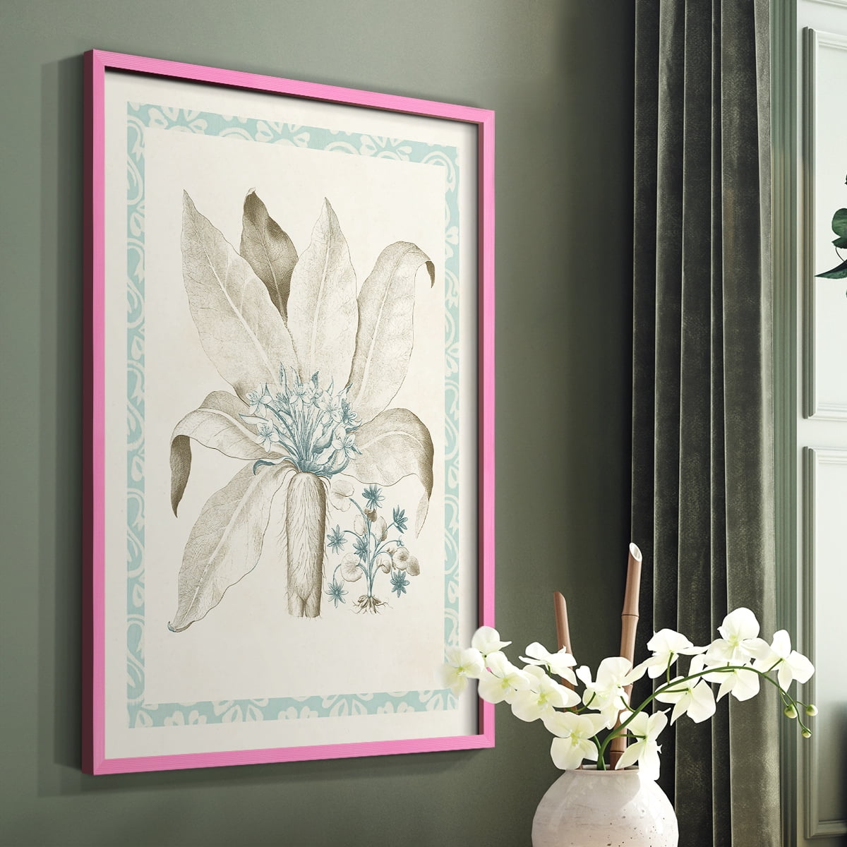 Willow Blue Besler V Framed Print - Solid Wood in Single Picture Frame Solid Wood 2 Framed Print