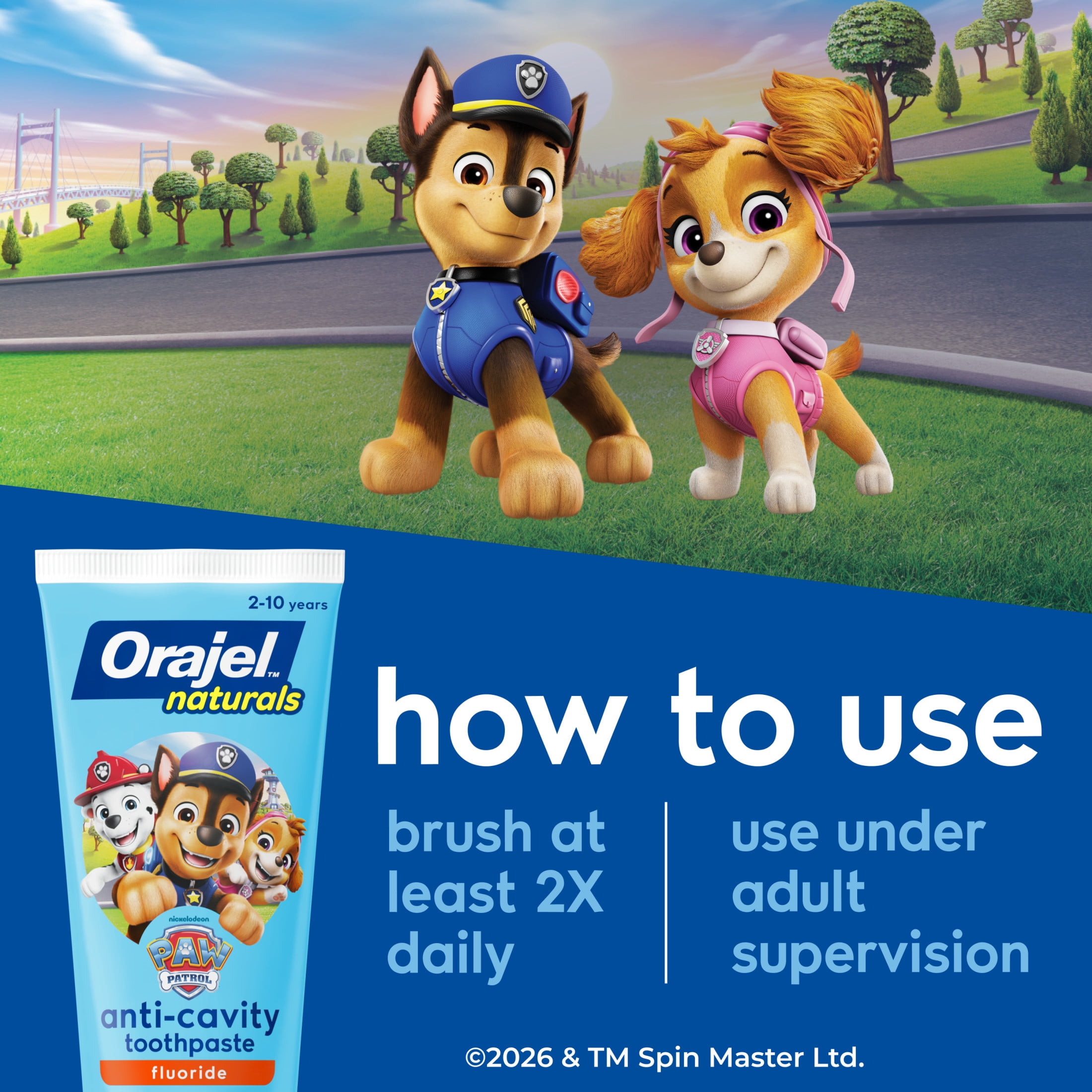 Orajel Naturals PAW Patrol Anti-Cavity Fluoride Toothpaste, Natural Fruity Fun, 5.8 oz