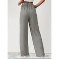 thumbnail image 5 of Women's Pants Fashion Casual Pants For Women Casual Striped Wide Leg Drawstring Elastic Waist Dress Palazzo With Pockets, 5 of 6