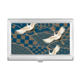 thumbnail image 1 of cranes maple  geometry business card holder case pocket box wallet, 1 of 3