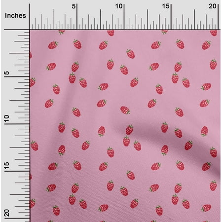 oneOone Cotton Cambric Fabric Raspberry Fruit Print Fabric by Yard 56 Inch Wide