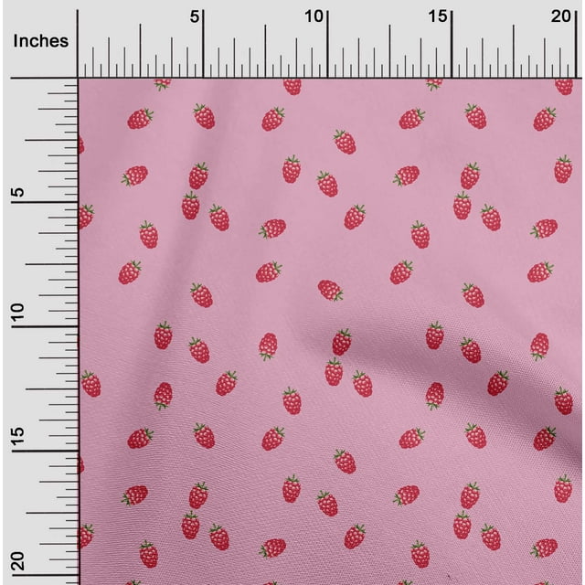 oneOone Popeline de Coton Tissu Imprimé Framboise Fruit 1 Yard 42 Pouces de Large