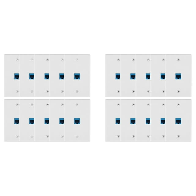 20 Pieces Ethernet Wall Outlet Plate Cat6 RJ45 Wall Plate Jack Female to Female Ethernet Inline Coupler Plates Ethernet