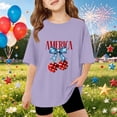 thumbnail image 3 of Grblisyd 4th of July Girls Shirts Size 10-12 America Cherry Bow USA Flag Short Sleeve Crew Neck Kids T-Shirts Loose Tee Clothes Summer Tops for Girls, 3 of 4