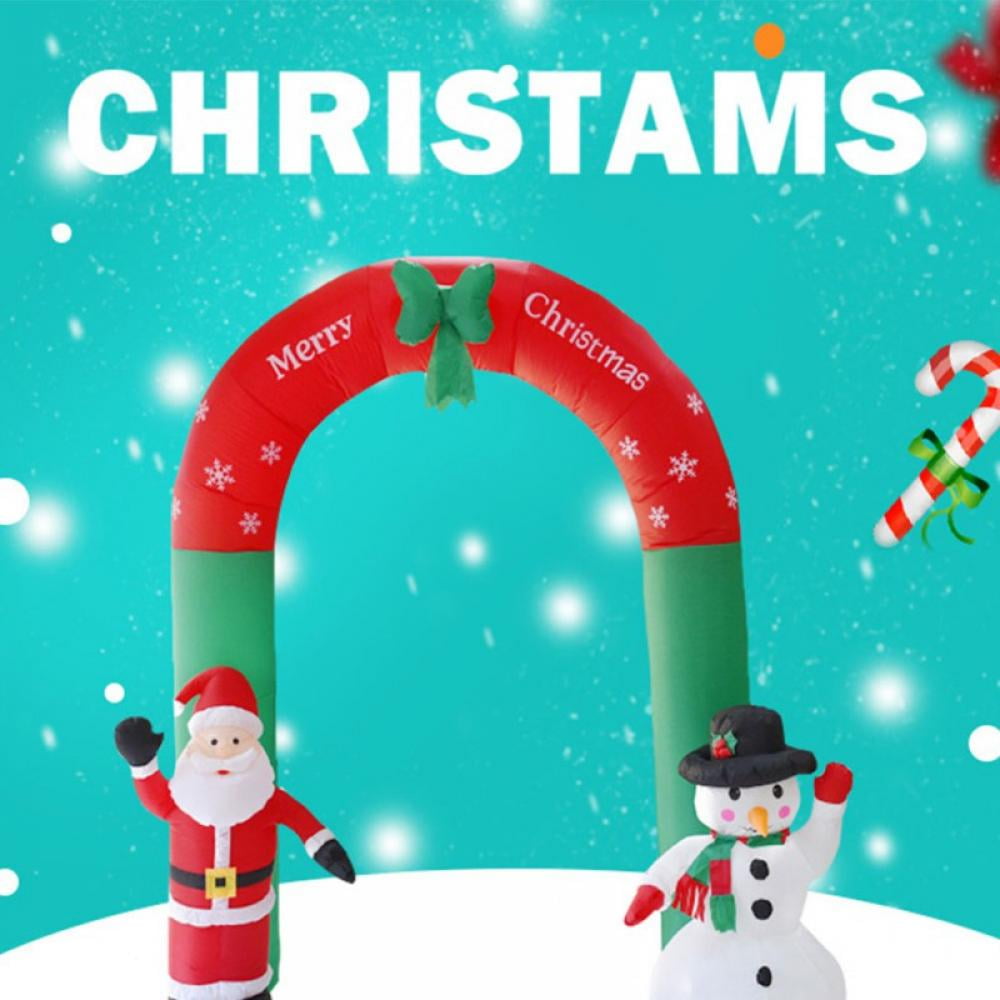 8 Ft Christmas Inflatable Santa Claus and Snowman Archway with LED