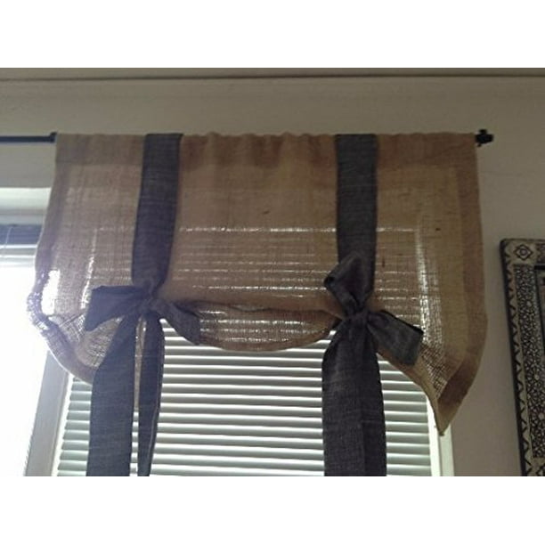 Km Curtain Black Chambray And Burlap Valance 40 X 30 Com Km Curtain Black Chambray And Burlap, Black Valance Curtains