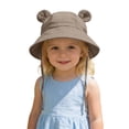 thumbnail image 5 of BRGZLK Baby Boys Girls Cotton Sun Hat Summer 2026 Solid Color Cute Ears Breathable Bucket Hat UV Protection Tie-Back Beach Cap Khaki 2-3T, 5 of 6