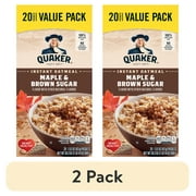 (2 pack) Quaker Maple & Brown Sugar Flavor Instant Oatmeal, 1.51 oz 20 Packets