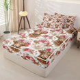 thumbnail image 2 of Homewish Cute Highland Cow Zipper Full Size Comforter Sets with Fitted Sheet and 2 Pillowcases,Pink Red Flowers Blossom Zipper Bedding Set For Girls Boys,Reversible,4-Piece, 2 of 7