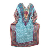Mogul Womens Maxi Long Kimono Caftan Floral Print Blue Evening Beachwear