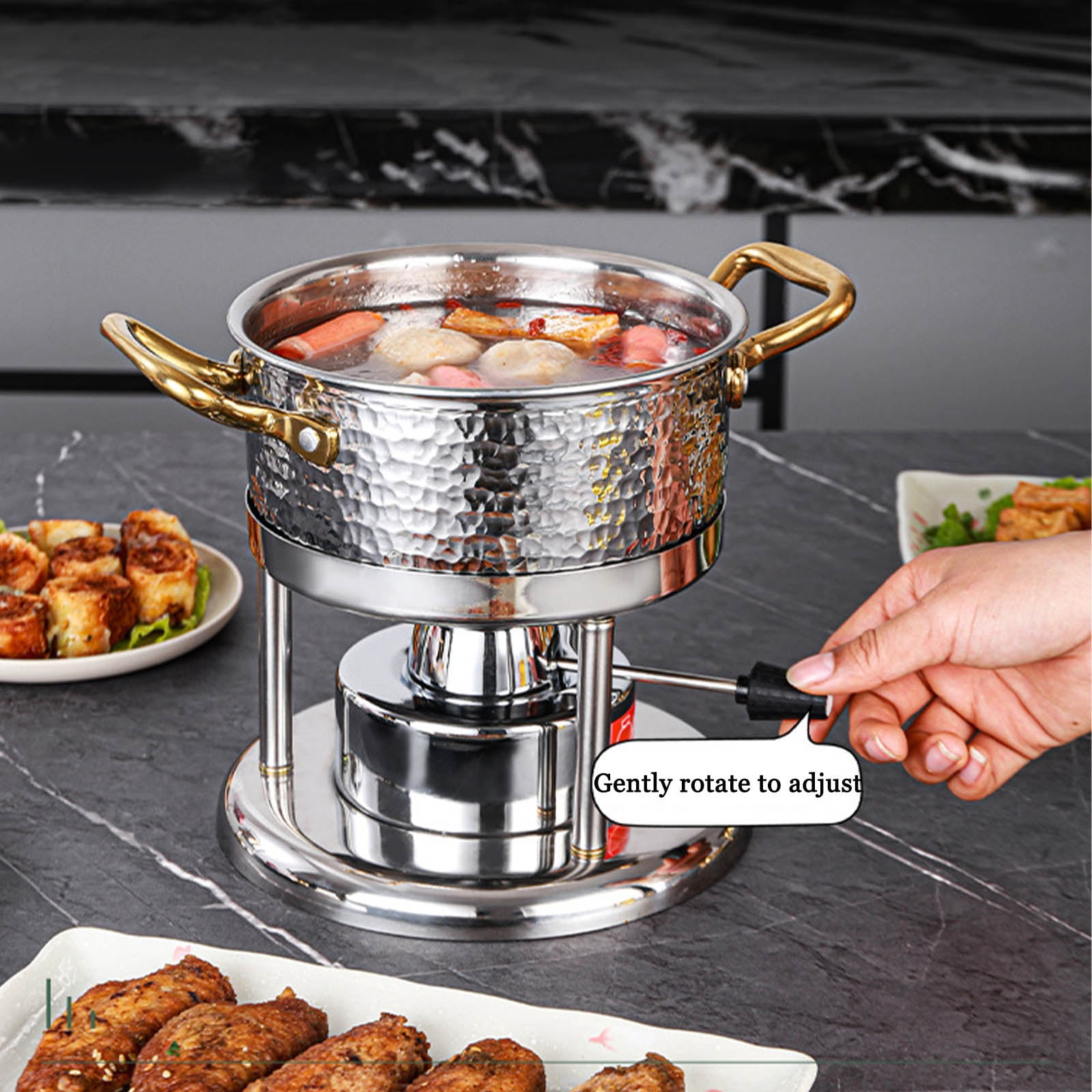 Small Hot Pot, Single Small Hot Pot Made of Thickened Stainless Steel, Camping Cookware Set, Portable Camping Gas Stove, Small Hot Pot with Lid, Pots for Picnic and Camping