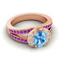 thumbnail image 3 of 2.35 Carat Oval Cut Blue Topaz & Amethyst Gemstone Beautiful Anniversary Ring for Ladies Solid 14K Rose Gold Size 10.5 by Diamond-Capitals, 3 of 8