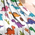 thumbnail image 3 of White Dinosaurs Cacti Pattern Blanket,Comfortable Soft Flannel Throw Blanket,All Season,Warm Lightweight Blankets for Sofa Bed Couch Living Room Chair,30"x40", 3 of 4