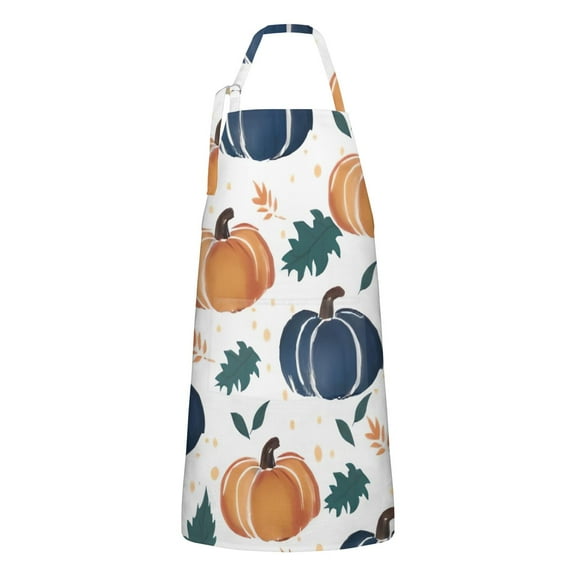 Fall Leaves Pumpkin Apron-Garden Aprons for Women with Pockets-Cotton Linen Waterproof Kitchen Cooking Gardening Aprons Adjustable for Kitchen,Cooking,BBQ and Salon 33"x27"