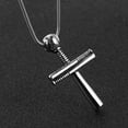 thumbnail image 3 of HZMAN Athletes Cross Necklace by Pendant Sports Stainless Steel Baseball and Baseball Bat Cross Necklace (Small Silver), 3 of 7