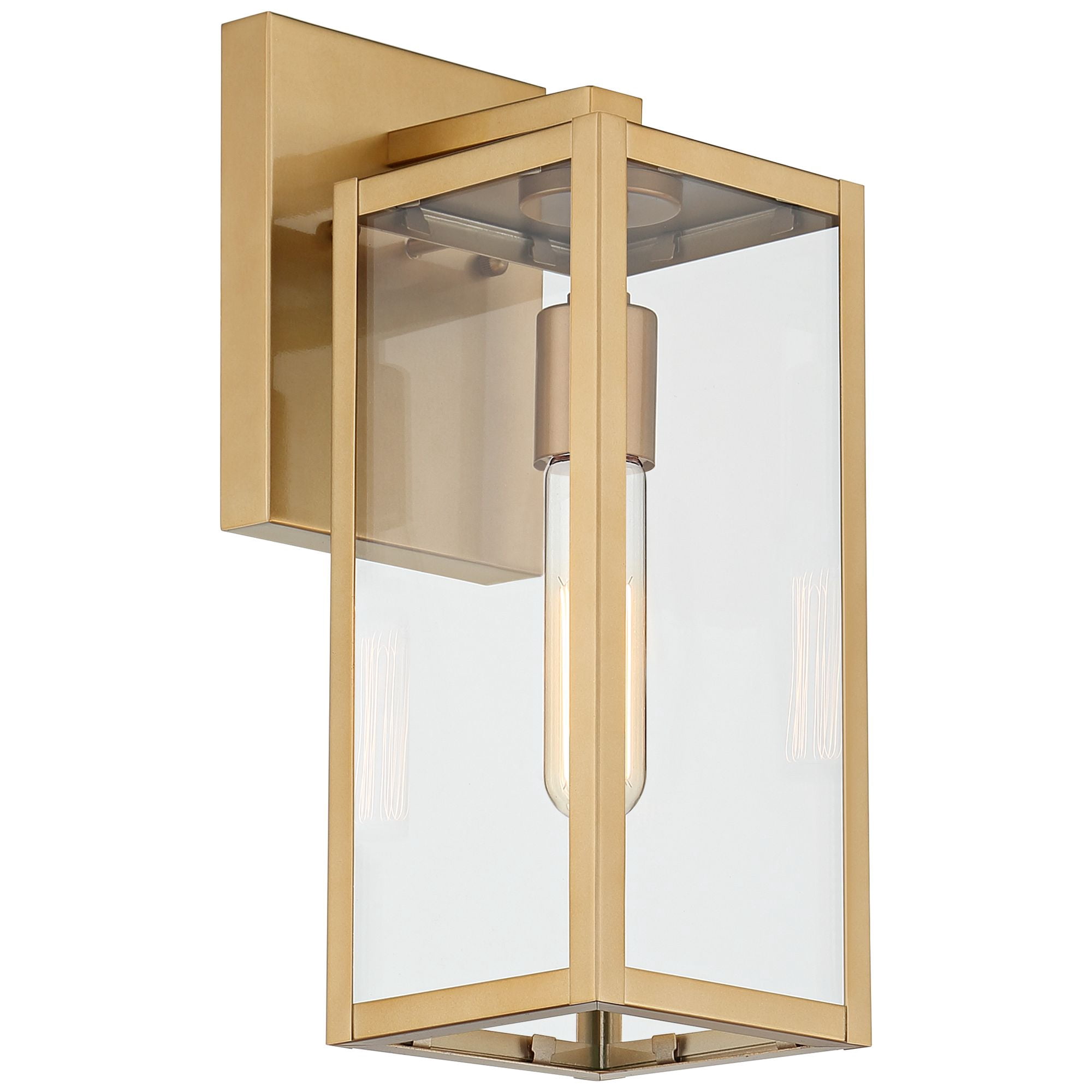 John Timberland Modern Outdoor Wall Light Fixture Soft Gold 14 1/4" Clear Glass for Exterior Barn Deck House Home Porch Yard Patio