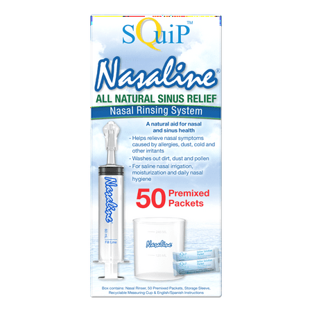 Squip Nasaline Nasal Rinsing System with 50 Premixed Saline Packets