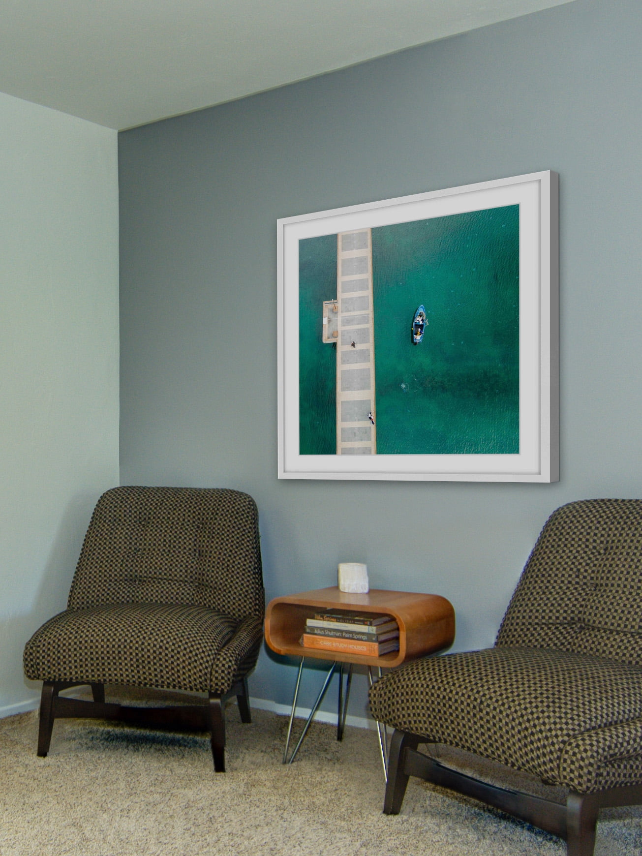 "Blue Boat Floats" Framed Painting Print