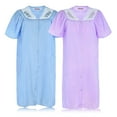 thumbnail image 3 of JEFFRICO 2 Pack House Dresses for Women with Pockets - Lightweight Breathable Short Sleeve Muumuu & Nightgowns - Snap Front Housecoat and Dusters for Women, 3 of 4
