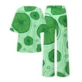 thumbnail image 6 of BWASD Women Pajama Sets 2 Piecee Plus Size Breathable Floral Print Shorts Sleeve Top and Pant Summer Soft Sleepwear Fashion Leisure Loungewear Pjs Outfits (Green L), 6 of 6