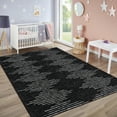 thumbnail image 4 of Garvee 9x12 Washable Area Rugs Modern Solid Rug, Non-Slip Striped Geometric Rug Stain-Resistant Contemporary Rug Carpet for Living Room Bedroom Dining Room, Black, 4 of 8