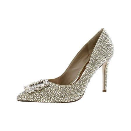 Badgley Mischka Womens Cher II Satin Rhinestone Pumps