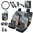 thumbnail image 2 of XYZCANDO Marble Print Armrest Cover Steering Wheel Cover Car Cushion Cover Seat Belt Cover Keychain Handbrake Cover Fender Cover Lipstick Cover Trash Can Car Coasters Washable, 2 of 7