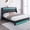 Black, variant on Holiway Full Size LED Bed Frame with Upholstered Headboard, Wingback PU Leather Headboard with Charging Station, Diamond Tufting, Black