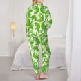 thumbnail image 3 of Pajama Sets for Women 2 Pcs, Cartoon funny cute chameleon Button Down Long Sleeve Sleepwear Lounge PJ Sets, 3 of 6