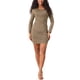 thumbnail image 1 of INSPIRE CHIC Vestido Mini Bodycon de Manga Larga para Fiesta de Mujeres Color Marrón Talla L, 1 of 6