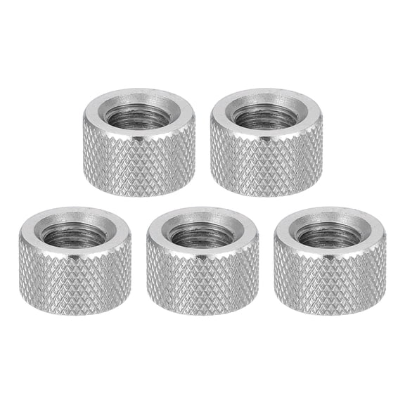 5 Pcs M10 Flat Knurled Thumb Nuts, 304 Stainless Steel Flat Head Diamond Knurled Through Hole Lock Adjusting Nuts Fasteners, D16 x H10mm