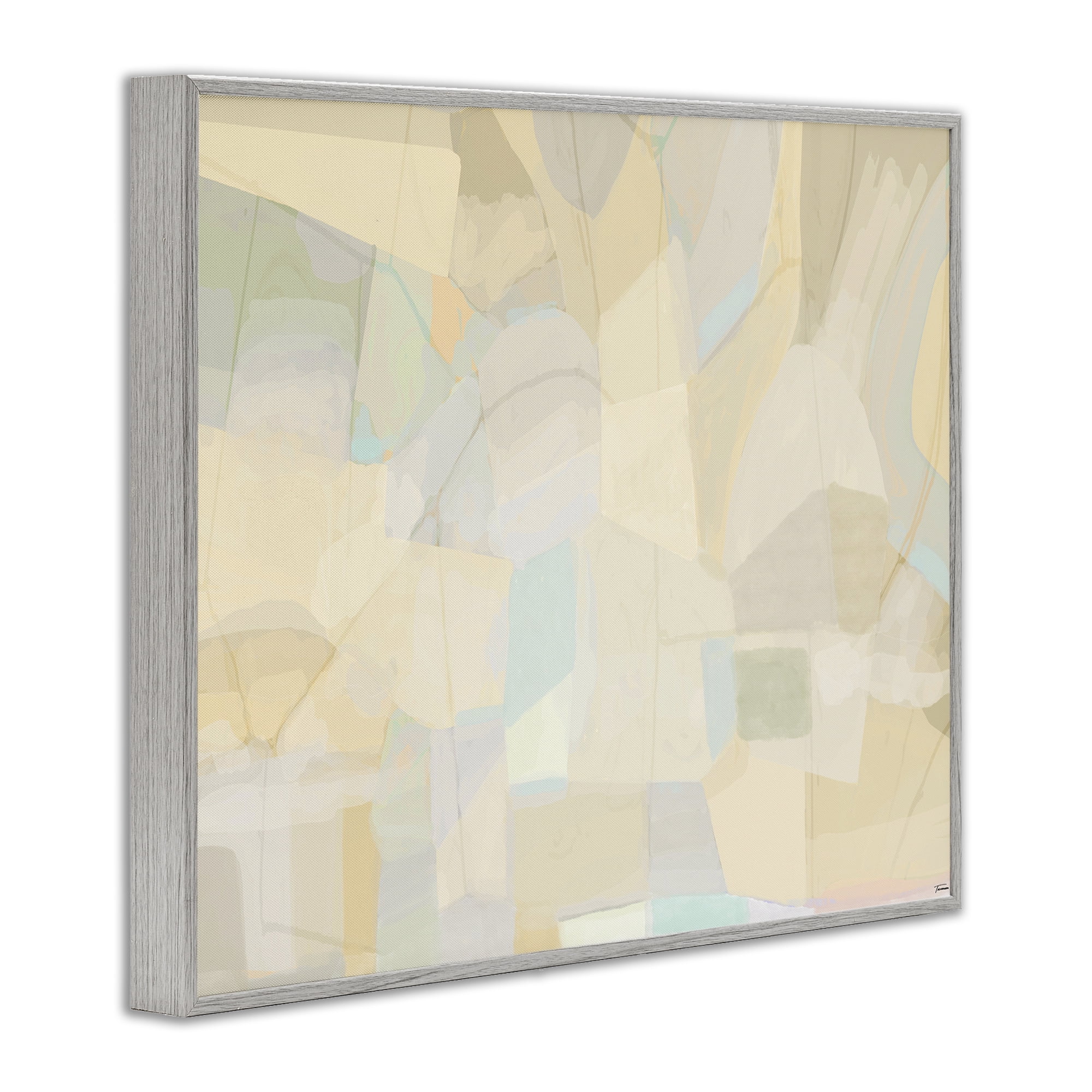 Stupell Industries Neutral Geometric Pattern Abstract Painting Gray Framed Art Print Wall Art, 30 x 24