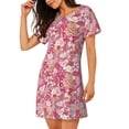 thumbnail image 2 of Honeii Sweet Print Women's Loose Short Sleeve Nightgown, Soft Cotton Sleepwear, Comfy Loose Fit Pajama Dress for Sleep and Lounge, 2 of 6