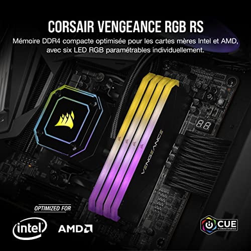 CORSAIR Vengeance RGB RS - DDR4 - kit - 32 Go : 2 x 16 Go - DIMM 288  broches - 3600 MHz / PC4-28800 - sans tampon 