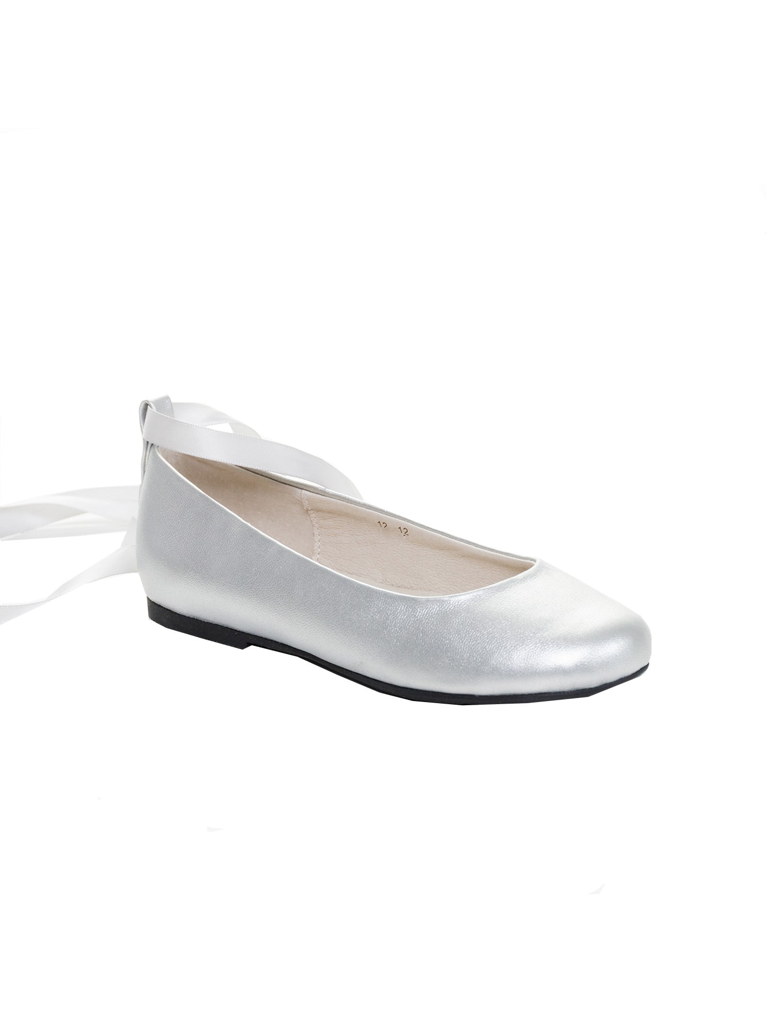 girls silver flats