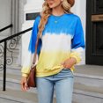 thumbnail image 5 of gbyLJF Women's Oversized Crew Neck Tie Dye Sweatshirts with No Hood Plus Size Casual Color Block Pullover Tops Blue S, 5 of 7