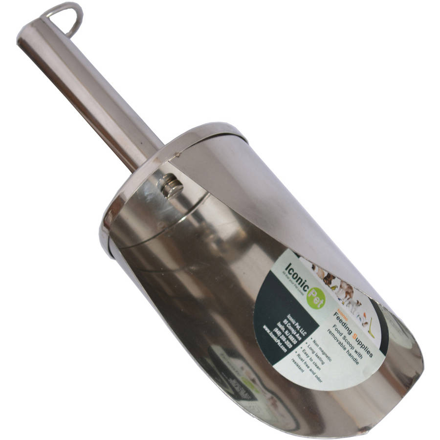 Iconic Pet Stainless Steel Pet Food Scoop with Removable Handle For