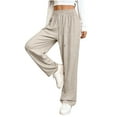 thumbnail image 5 of AHTJRT Women's Drawstring Sweatpants Elastic High Waisted Wide Leg Baggy Pants Soft Comfy Casual Slacks Joggers Sweatpants Beige M, 5 of 5