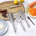 thumbnail image 2 of Juego de ralladores de queso de acero inoxidable Tongjude, juego de 5, ralladores, peladores y rebanadores de cocina, rallador de limón con cepillo de limpieza para verduras, frutas y chocolate., 2 of 6