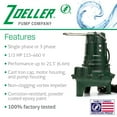 thumbnail image 3 of Zoeller 267-0001 1/2 HP 115 GPM 2-Inch Discharge M267 Waste-Mate All Cast Iron Automatic Sewage Pump with Vertical Float Switch, 3 of 5